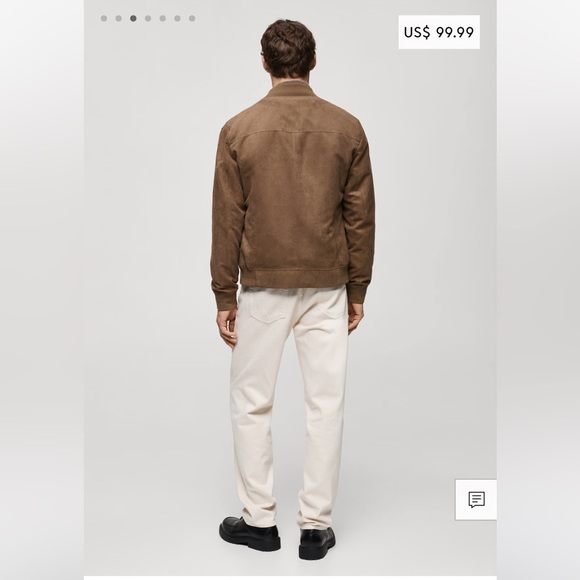 NWOT Mango Suede Effect Bomber Jacket Size Small Men’s - Picture 3 of 5